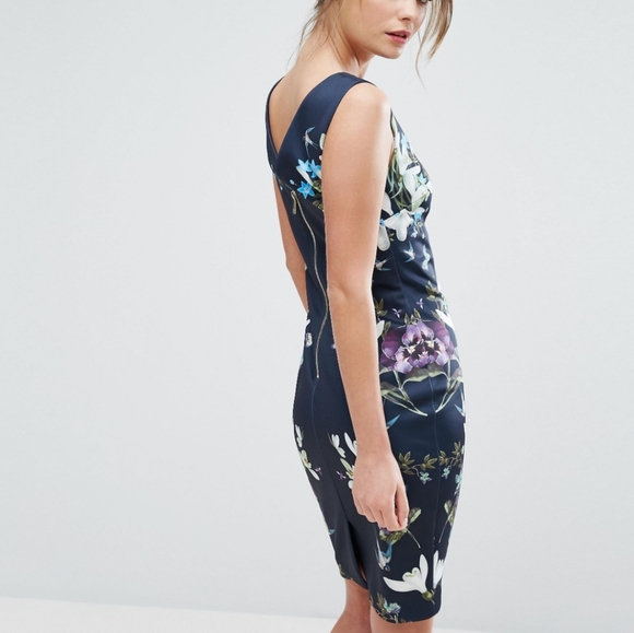 🍒NWT🍒 TED BAKER NAVY PENCIL DRESS - Picture 5 of 9